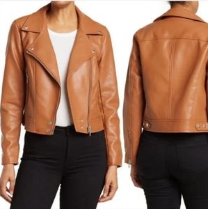 Blank NYC Camel Faux Leather Biker Jacket Anthropologie
